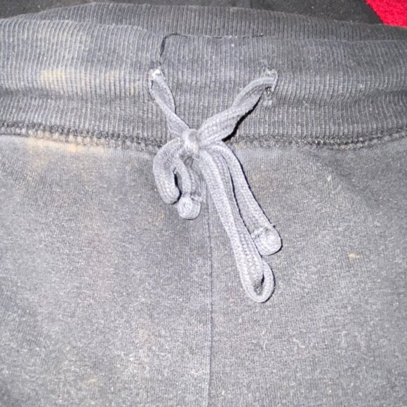 Y2K Black Athleisure Pants with White Stripe, elastic waist with tie - Picture 7 of 9